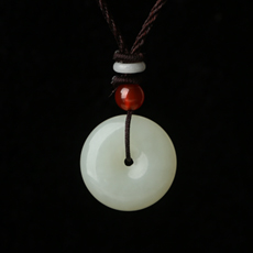 天然和田玉★精美平安扣吊坠★亲子情侣可选-附带证书