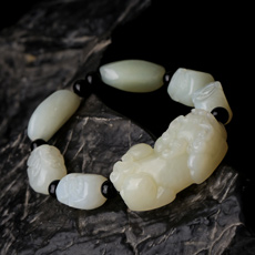 精品和田玉貔貅手链★招财貔貅手串