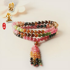 天然碧玺手链★5MM女士多圈手串