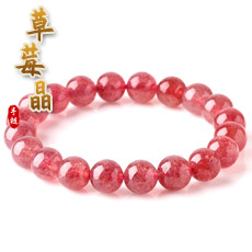 天然发晶草莓晶手链★女款草莓晶单圈手串