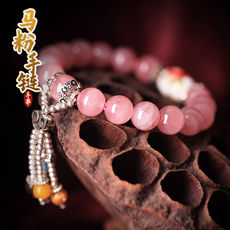 【观因缘】天然马粉水晶手链★时尚韩版925银女士手串