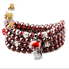 观因缘收藏级天然石榴石手链★精美3圈5mm多款吉羊喜象手串