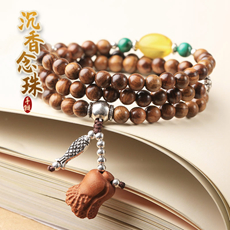 天然沉香木佛珠手链★桃木念珠手串★古朴芬芳