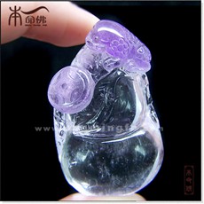 天然紫水晶葫芦金蟾吊坠★时尚精美水晶饰品