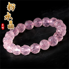 天然芙蓉粉水晶单圈手链★时尚百搭女士玫瑰花水晶手串