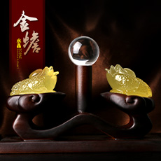 天然黄水晶金蟾摆件★送礼乔迁礼品