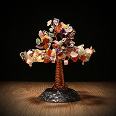 七色水晶树摆件★宝石玉石七彩树摆件