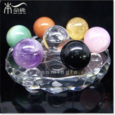 天然水晶七宝七星阵摆件★七彩七星阵水晶球摆件