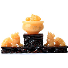 黄玉貔貅聚财阵摆件聚宝盆家居办公工艺品摆设