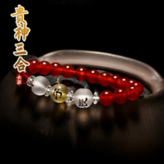 女款红玛瑙贵神三合手链★寓意转运护身旺贵人★十二生肖吉祥物鼠牛虎兔龙蛇马羊猴鸡狗猪