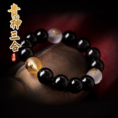 男款黑曜石贵神三合手链★寓意转运护身旺贵人★十二生肖吉祥物鼠牛虎兔龙蛇马羊猴鸡狗猪