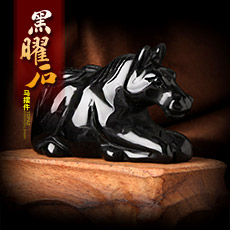 天然黑曜石黑马小摆件★马摆件家居工艺品摆设