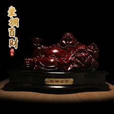 精品仿木招财弥勒佛摆件★居家办公工艺品摆设