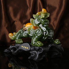 仿青玉青云直上飞貔貅摆件★可开盖装藏