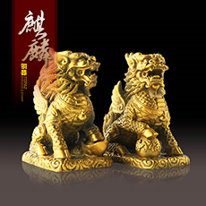 精品铜器对麒麟摆件★火麒麟家居吉祥摆设
