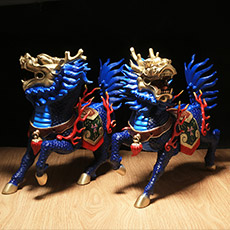 精铜麒麟摆件一对★彩铜鸿运麒麟★事业顺利居家祥瑞