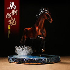 精铜彩铜系列马到成功精铜工艺摆件