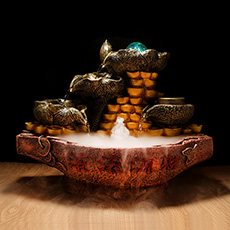 财源滚滚元宝山喷泉流水摆件★风水轮转运水晶球★吉祥礼品送雾化器