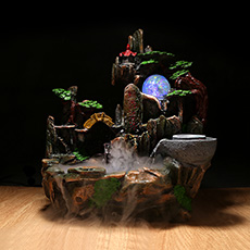 财源滚滚风水轮假山流水喷泉摆件★风水轮流转转运球吉祥礼品送雾化器