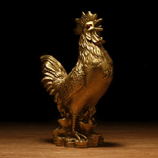 铜制小号吉祥福运金鸡摆件