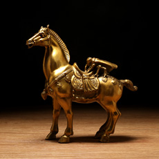 铜制马上赢马上发财摆件★家居工艺品